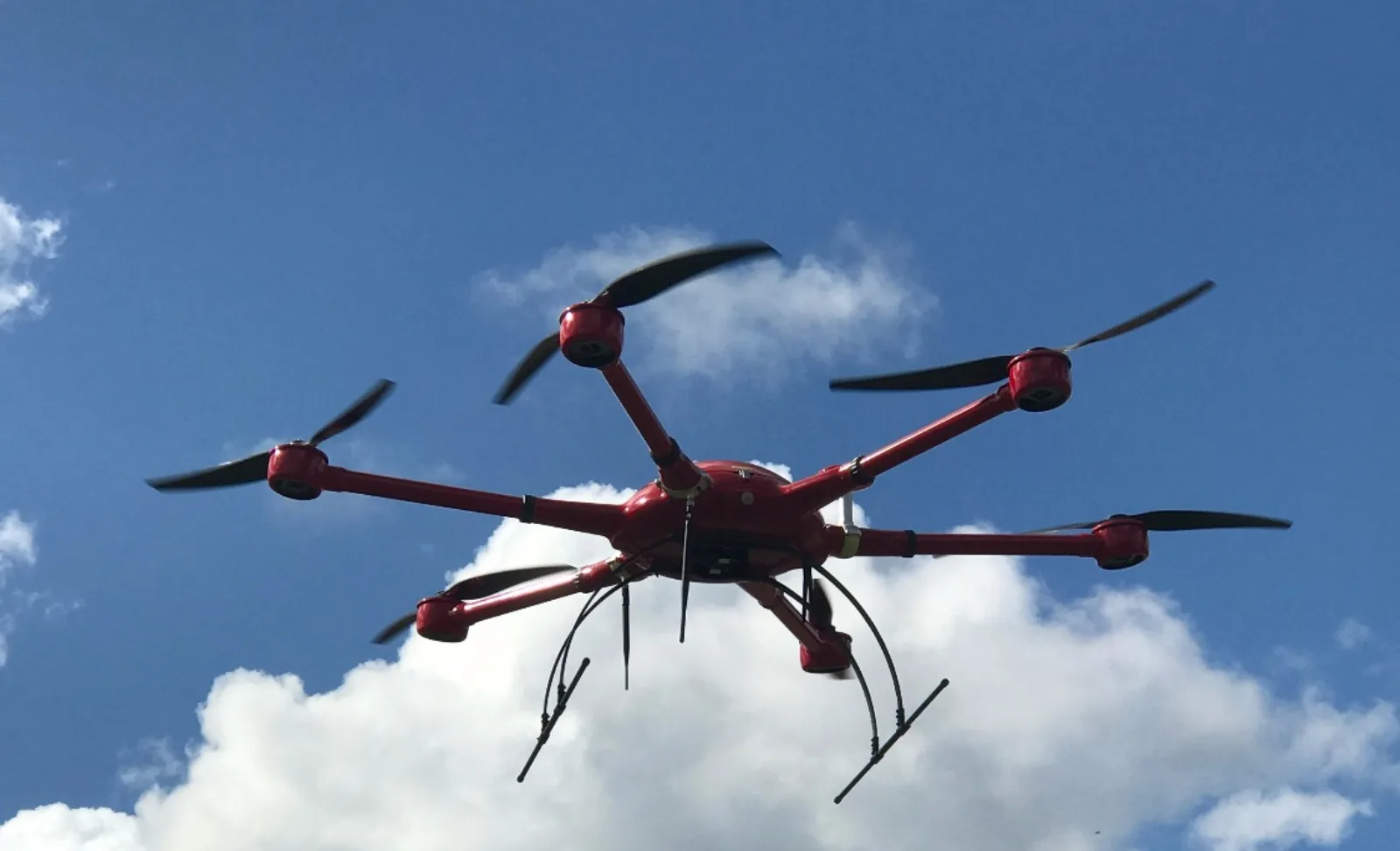 UVUE professional multi-rotor drone in flight